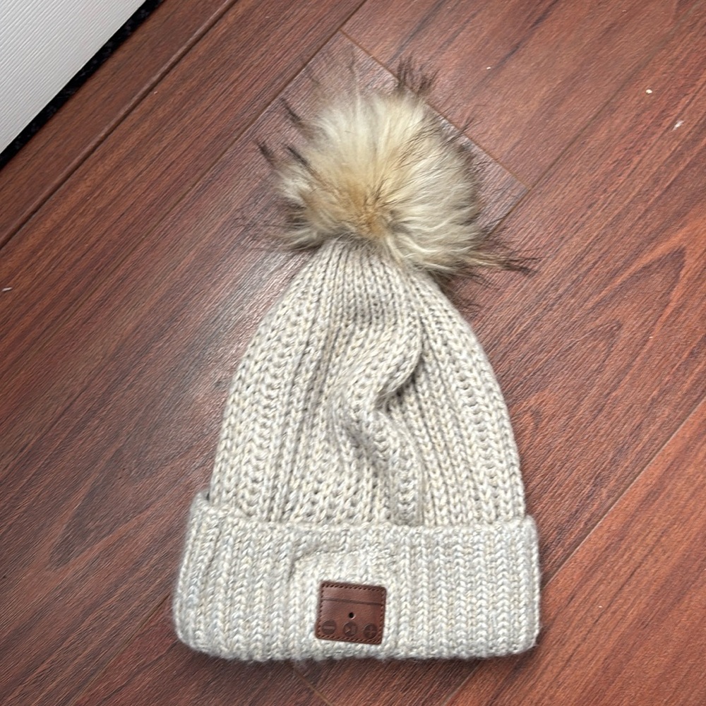 Grey knit winter hat